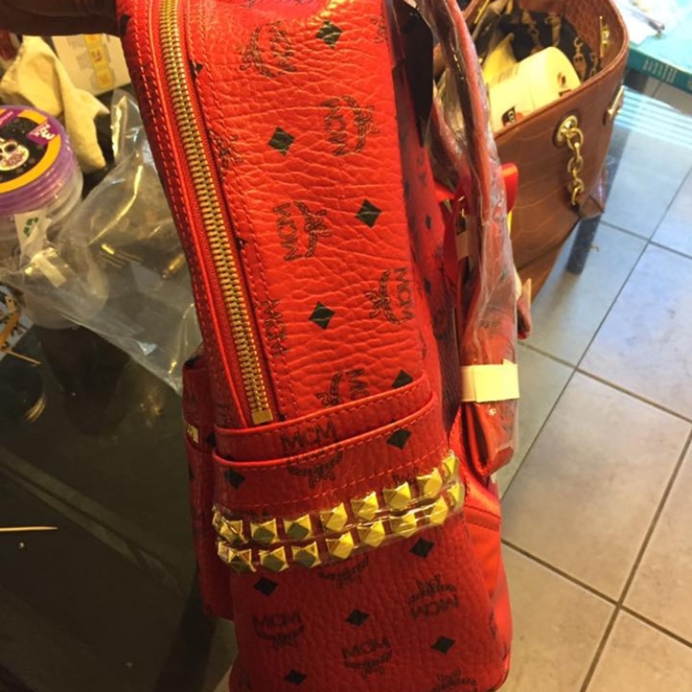 Authentic Medium Red Mcm Backpack - Picture 3 of 6